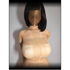 Shiny sexy transparent nylon pantyhose mask oil shiny sheer hood