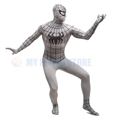 Full Body gray Spider-man Lycra Spandex Bodysuit Cosplay Zentai Suit Halloween Fancy Dress Costume Full Body gray Spider-man Lycra Spandex Bodysuit Cosplay Zentai Suit Halloween Fancy Dress Costume