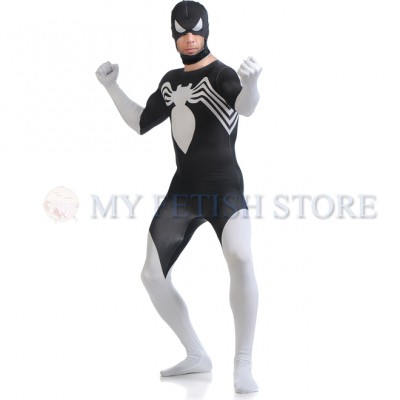 Full Body white and black Spider-man Lycra Spandex Bodysuit Cosplay Zentai Suit Halloween Fancy Dress Costume Full Body white and black Spider-man Lycra Spandex Bodysuit Cosplay Zentai Suit Halloween Fancy Dress Costume